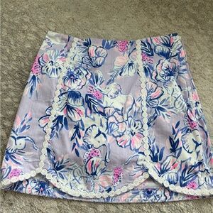 Lilly Pulitzer Floral Mini Skirt - Blue and Pink